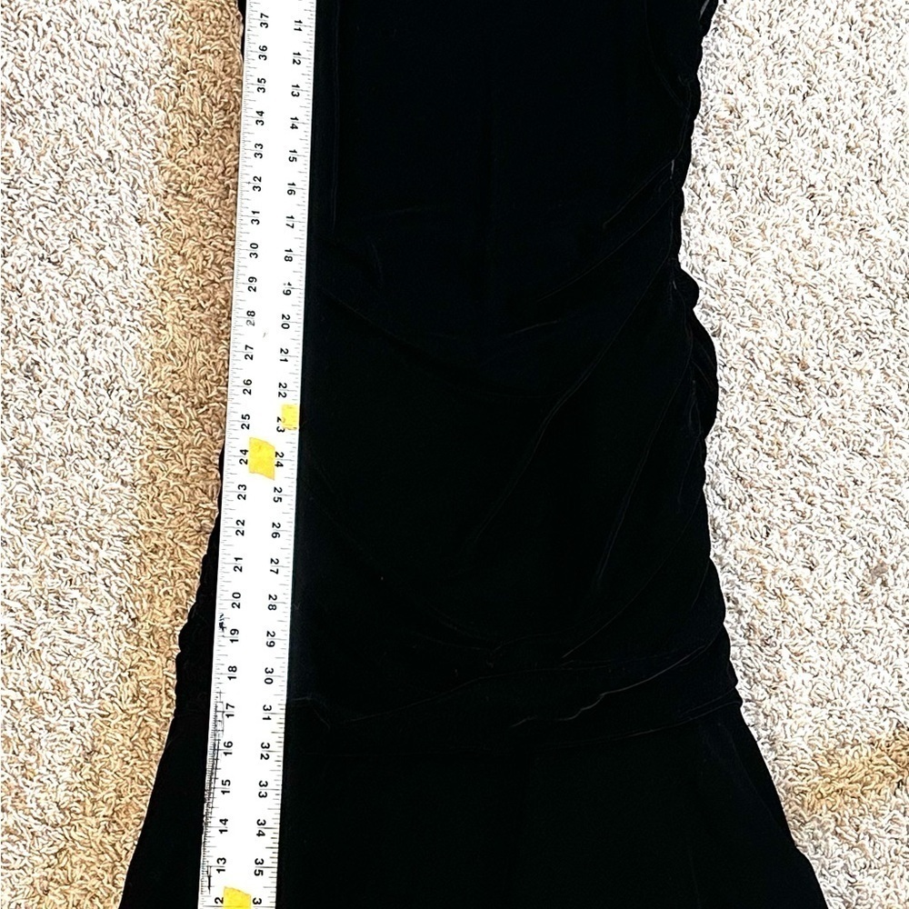 Vintage Oscar de la Renta Black Velvet Ruched Sides Bow Straps Formal Dress Sz S - Picture 16 of 17